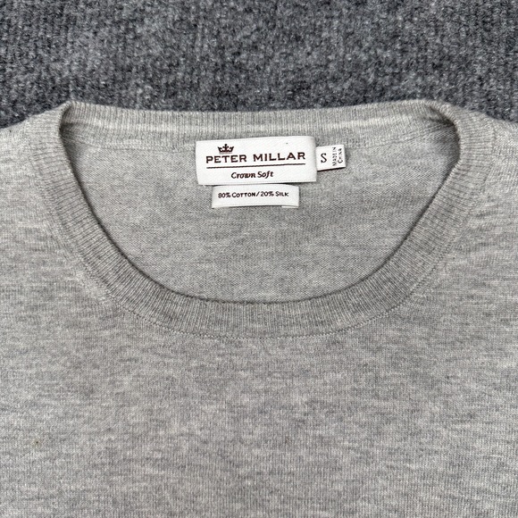 Peter Millar Sweater Mens S Gray Crown Soft Crew Golf Pullover Cotton Silk L/S - Picture 2 of 8